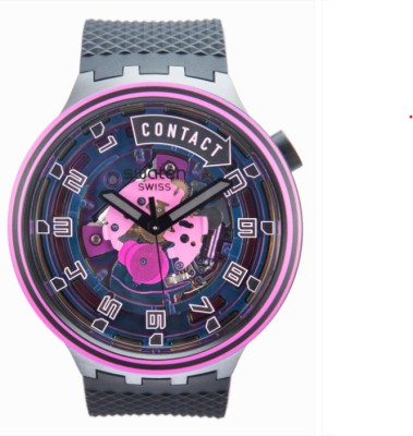 Varsha Nano Glass for Unisex Pink Skeleton Dial & Black Textured SB01B126(Pack of 2)