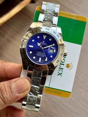THJDG Impossible Screen Guard for Rolex Fullset Analog White Dial Men's Watch- Stainless Steel, Silver Strap(Pack of 1)