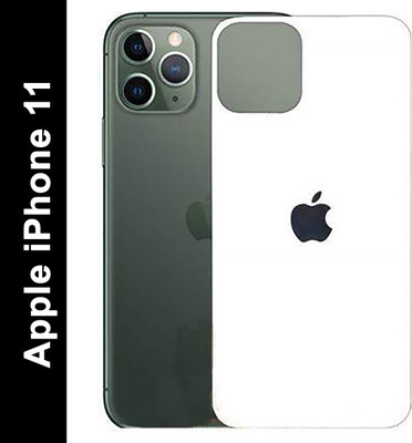 CallSmith Back Tempered Glass for Iphone 11 Back White Glossy Tempered Glass, With Apple Logo(Pack of 1)
