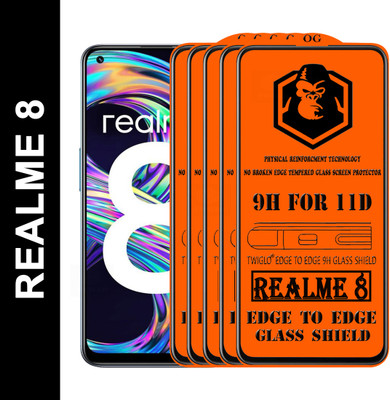 TWIGLO Edge To Edge Tempered Glass for REALME 8(Pack of 5)