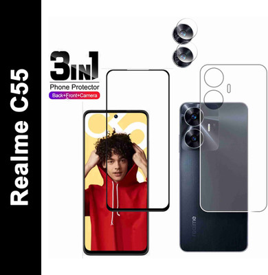 FINCH Front and Back Tempered Glass for REALME C55(Pack of 3)