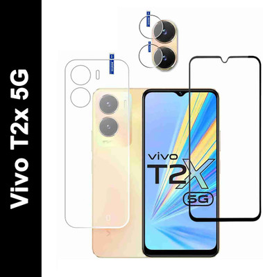 Olonga Front and Back Tempered Glass for VIVO T2X 5G(Pack of 3)