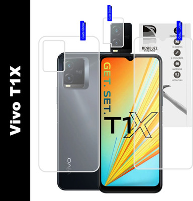 DESIBUZZ Front and Back Tempered Glass for Vivo T1X, {Flexible}, Camera Lens(Pack of 3)