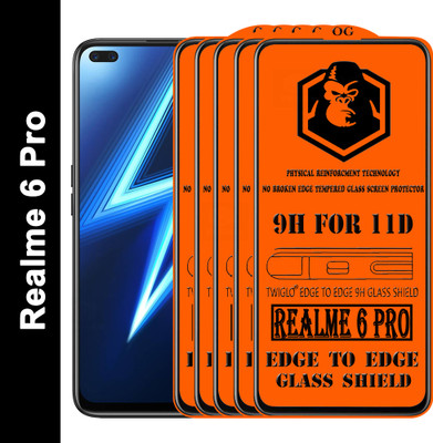 TWIGLO Edge To Edge Tempered Glass for REALME 6 PRO(Pack of 5)