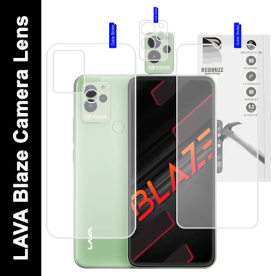 DESIBUZZ Front and Back Tempered Glass for LAVA Blaze, LAVA Blaze Camera Lens(Pack of 3)
