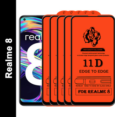 Roxel Edge To Edge Tempered Glass for Realme 8(Pack of 5)