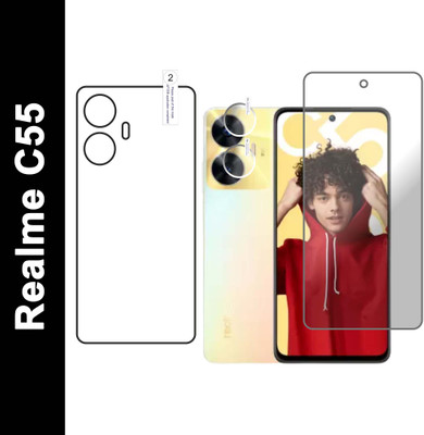 JSGROWITTECH Front and Back Tempered Glass for Realme C55 TEMPERED(front & Back) AND CAMERA LENS(Pack of 3)