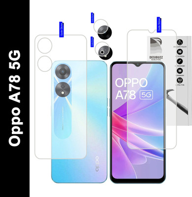 DESIBUZZ Front and Back Tempered Glass for Oppo A78 5G, {Flexible}, Oppo A78 5G Camera Lens(Pack of 3)