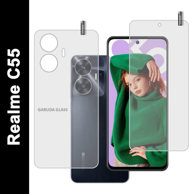 GARUDA GLASS Front and Back Tempered Glass for Realme c55 [Flexible](Pack of 2)