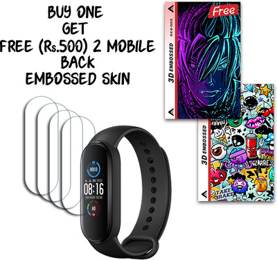 SOMTONE Screen Guard for Mi Smart Band 5 1.1 inch WITH FREE 500 RUPEES 2 3D EMBOSSED SKIN FOR MOBILE BACK S002(Pack of 4)