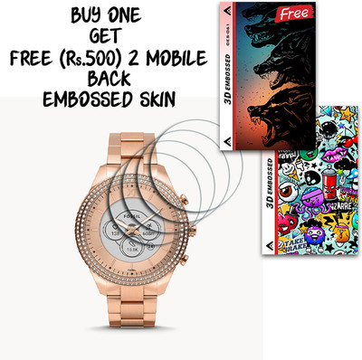 SOMTONE Screen Guard for fossil Stella Gen 6 Hybrid 0.94 inch WITH FREE 500 RUPEES 2 3D EMBOSSED SKIN FOR MOBILE BACK S061(Pack of 4)