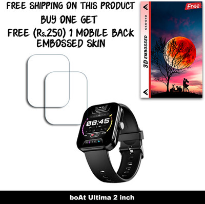 SOMTONE Screen Guard for boAt Ultima 2 inch WITH FREE 250 RUPEES 1 3D EMBOSSED SKIN FOR MOBILE BACK W2S010(Pack of 2)