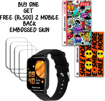 SOMTONE Screen Guard for fastrack REFLEX CURV 1.69 inch WITH FREE 500 RUPEES 2 3D EMBOSSED SKIN FOR MOBILE BACK S039(Pack of 4)
