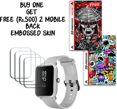 SOMTONE Screen Guard for Amazfit Bip S WITH FREE 500 RUPEES 2 3D EMBOSSED SKIN FOR MOBILE BACK S124(Pack of 4)