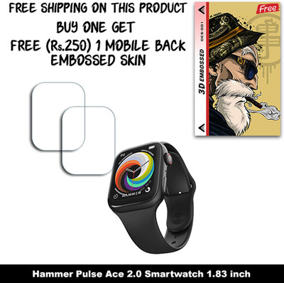 ARBAN Screen Guard for Hammer Pulse Ace 2.0 Smartwatch 1.83 inch WITH FREE 250 RUPEES 1 3D EMBOSSED SKIN FOR MOBILE BACK W2S001(Pack of 2)