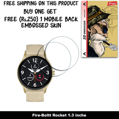 SOMTONE Screen Guard for Fire-Boltt Rocket 1.3 inche WITH FREE 250 RUPEES 1 3D EMBOSSED SKIN FOR MOBILE BACK W2S001(Pack of 2)