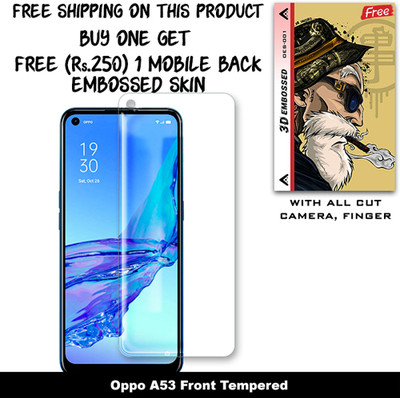 ARBAN Screen Guard for Oppo A53 And Free 1 Mobile Back Embossed Skin With Cut FS001(Pack of 1)