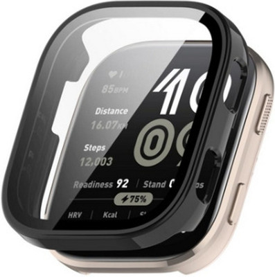 KAZUKI Screen Guard for Amazfit Bip 6 Tempered Film Integrated PC Watch Protective Case (Black)(Pack of 1)