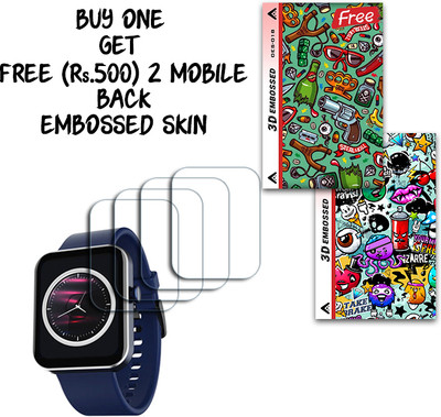 SOMTONE Screen Guard for boAt Wave Flex Connect 1.83 inch WITH FREE 500 RUPEES 2 3D EMBOSSED SKIN FOR MOBILE BACK S018(Pack of 4)