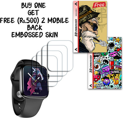 ARBAN Screen Guard for crossbeats Ignite S5 1.96 inch WITH FREE 500 RUPEES 2 3D EMBOSSED SKIN FOR MOBILE BACK S001(Pack of 4)