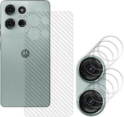 SOMTONE Screen Guard for Motorola Moto G75 5G Camera Lens Glass Protector | Anti-Scratch | Edge to Edge Full Coverage | 9H Hardness (BACK CARBON FIBER SKIN + CAMERA LENS PROTECTOR)(Pack of 4)