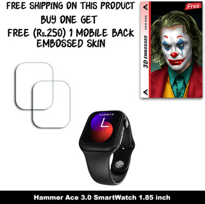 ARBAN Screen Guard for Hammer Ace 3.0 SmartWatch 1.85 inch WITH FREE 250 RUPEES 1 3D EMBOSSED SKIN FOR MOBILE BACK W2S026(Pack of 2)