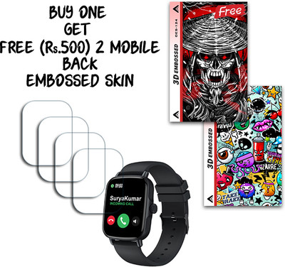 SOMTONE Screen Guard for Maxima Max Pro Turbo Smartwatch 1.69 inch WITH FREE 500 RUPEES 2 3D EMBOSSED SKIN FOR MOBILE BACK S124(Pack of 4)