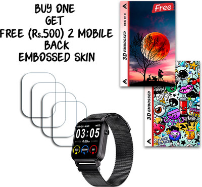 ARBAN Screen Guard for Maxima Max Pro X2 Smartwatch 1.4 inch WITH FREE 500 RUPEES 2 3D EMBOSSED SKIN FOR MOBILE BACK S010(Pack of 4)