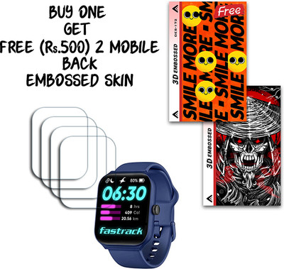 SOMTONE Screen Guard for Fastrack FS1 SmartWatch 1.95 inch WITH FREE 500 RUPEES 2 3D EMBOSSED SKIN FOR MOBILE BACK S172(Pack of 4)