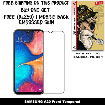 ARBAN Screen Guard for SAMSUNG A20 And Free 1 Mobile Back Embossed Skin With Cut FS001(Pack of 1)