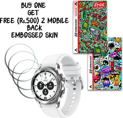 SOMTONE Screen Guard for Galaxy Watch4 Classic Bluetooth 42mm WITH FREE 500 RUPEES 2 3D EMBOSSED SKIN FOR MOBILE BACK S018(Pack of 4)