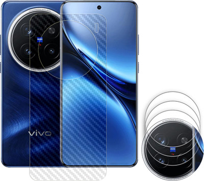 SOMTONE Screen Guard for vivo X200 Pro 5G Camera Lens Glass Protector | Anti-Scratch | Edge to Edge Full Coverage | 9H Hardness (BACK CARBON FIBER SKIN + CAMERA LENS PROTECTOR)(Pack of 3)