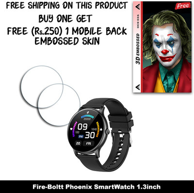 SOMTONE Screen Guard for Fire-Boltt Phoenix SmartWatch 1.3inch WITH FREE 250 RUPEES 1 3D EMBOSSED SKIN FOR MOBILE BACK W2S026(Pack of 2)