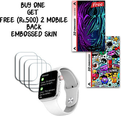 SOMTONE Screen Guard for i7 Pro Max SMARTWATCH J285 44 mm WITH FREE 500 RUPEES 2 3D EMBOSSED SKIN FOR MOBILE BACK S002(Pack of 4)