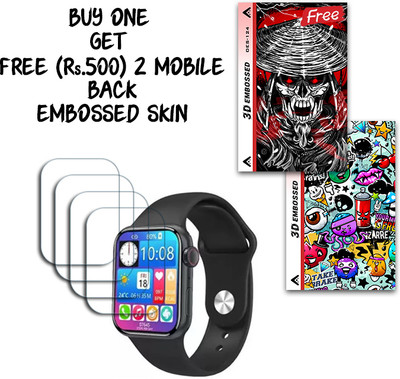ARBAN Screen Guard for i8 Pro Max SmartWatch Series 8 44mm WITH FREE 500 RUPEES 2 3D EMBOSSED SKIN FOR MOBILE BACK S124(Pack of 4)