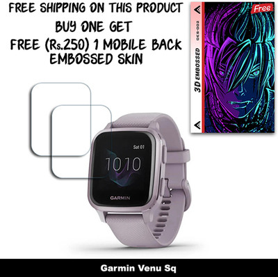 SOMTONE Screen Guard for Garmin Venu Sq WITH FREE 250 RUPEES 1 3D EMBOSSED SKIN FOR MOBILE BACK W2S002(Pack of 2)