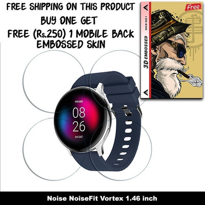 ARBAN Screen Guard for Noise NoiseFit Vortex 1.46 inch SMARTWACH SCREEN GUARD WITH FREE 250 RUPEES 1 3D EMBOSSED SKIN FOR MOBILE BACK W4S001(Pack of 4)
