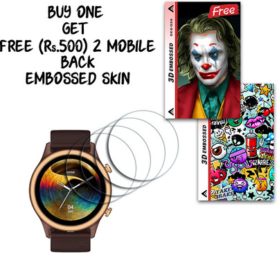 SOMTONE Screen Guard for NoiseFit Evolve 3 1.43 inch WITH FREE 500 RUPEES 2 3D EMBOSSED SKIN FOR MOBILE BACK S026(Pack of 4)
