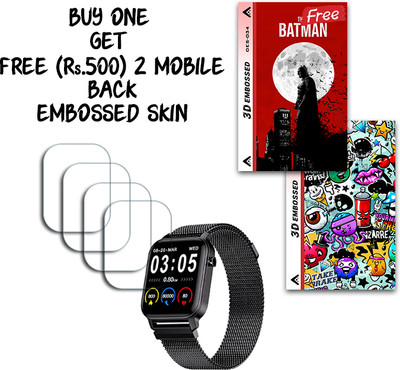 ARBAN Screen Guard for Maxima Max Pro X2 Smartwatch 1.4 inch WITH FREE 500 RUPEES 2 3D EMBOSSED SKIN FOR MOBILE BACK S034(Pack of 4)