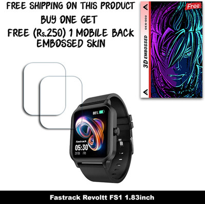 SOMTONE Screen Guard for Fastrack Revoltt FS1 1.83inch WITH FREE 250 RUPEES 1 3D EMBOSSED SKIN FOR MOBILE BACK W2S002(Pack of 2)