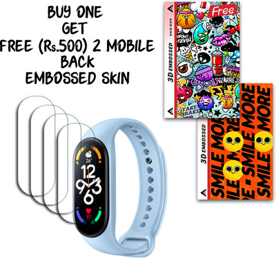 SOMTONE Screen Guard for Xiaomi Smart Band 7 Nfc 1.62 inch WITH FREE 500 RUPEES 2 3D EMBOSSED SKIN FOR MOBILE BACK S039(Pack of 4)