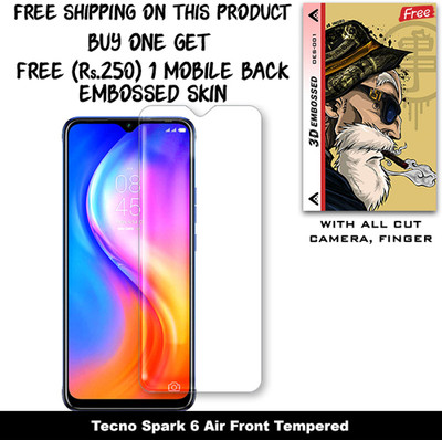 ARBAN Screen Guard for Tecno Spark 6 Air And Free 1 Mobile Back Embossed Skin With Cut FS001(Pack of 1)