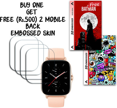 SOMTONE Screen Guard for Amazfit GTS 2 New Version WITH FREE 500 RUPEES 2 3D EMBOSSED SKIN FOR MOBILE BACK S034(Pack of 4)
