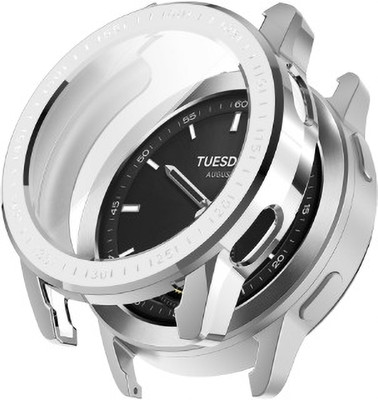 KAZUKI Screen Guard for Xiaomi Watch S3 Full Package TPU Electroplated Watch Protective Case (Silver)(Pack of 1)