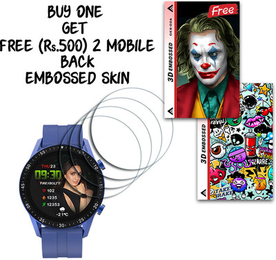 ARBAN Screen Guard for Fire-Boltt Talk 3 1.28 inche WITH FREE 500 RUPEES 2 3D EMBOSSED SKIN FOR MOBILE BACK S026(Pack of 4)