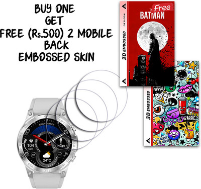 ARBAN Screen Guard for Fire-Boltt Dagger 1.43 WITH FREE 500 RUPEES 2 3D EMBOSSED SKIN FOR MOBILE BACK S034(Pack of 4)