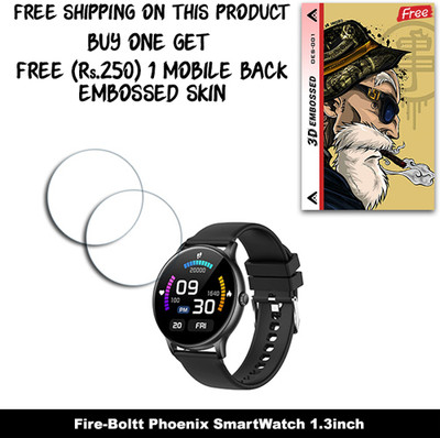 SOMTONE Screen Guard for Fire-Boltt Phoenix SmartWatch 1.3inch WITH FREE 250 RUPEES 1 3D EMBOSSED SKIN FOR MOBILE BACK W2S001(Pack of 2)