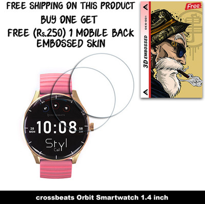 SOMTONE Screen Guard for crossbeats Orbit Smartwatch 1.4 inch WITH FREE 250 RUPEES 1 3D EMBOSSED SKIN FOR MOBILE BACK W2S001(Pack of 2)