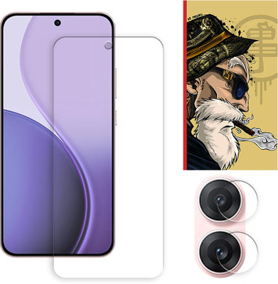 SOMTONE Edge To Edge Tempered Glass for Oppo Reno14 F 5G Tempered Glass Screen Protector | Anti-Scratch | Edge to Edge Full Coverage | 9H Hardness ( 1 FRONT SCREEN GUARD + 1 CAMERA LENS PROTECTOR + 1 FREE BACK EMBOSSED SKIN001 )(Pack of 1)