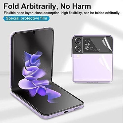 AACL Tempered Glass Guard for Tempered Glass Screen Guard For Samsung Galaxy Z Flip 4 5G Cellphone Unbreakable Membrane Tempered Film With Front And Back Coverage Installation Kit-(Transparent 1)(Pack of 1)